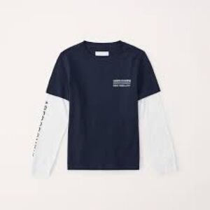 Abercrombie Kids Navy and White Long Sleeve Tee